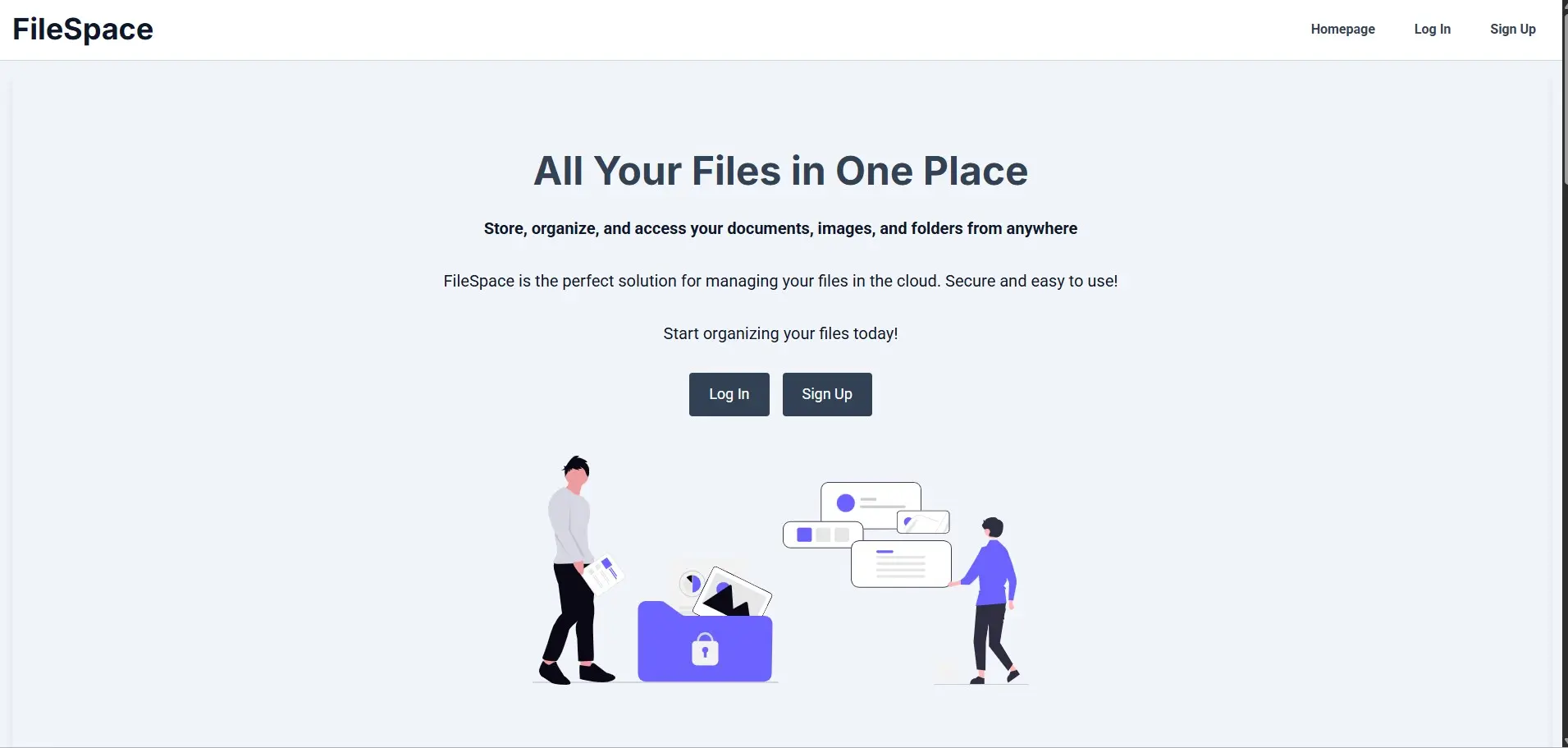 Captura de pantalla del proyecto File Space