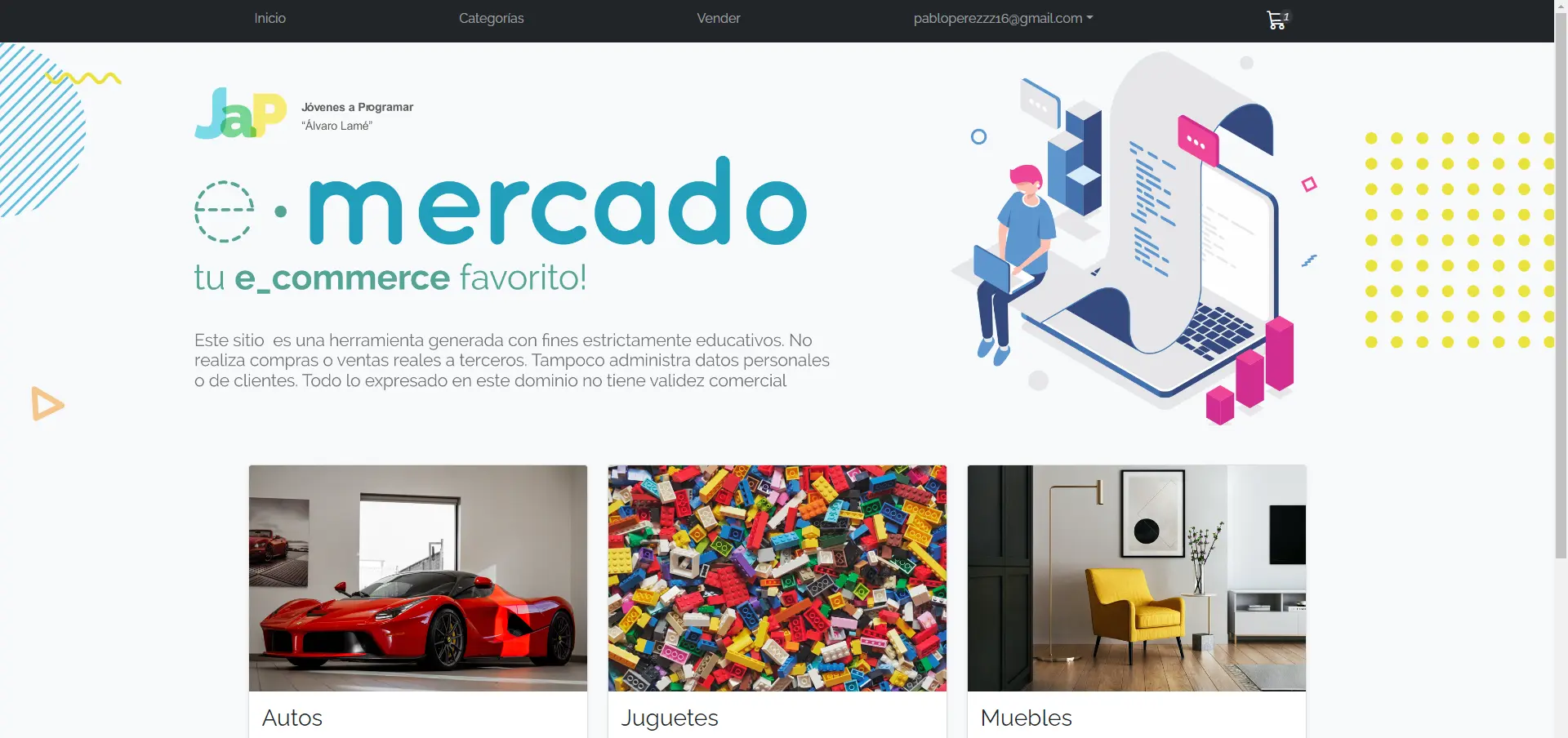 Captura de pantalla del proyecto E-commerce Page